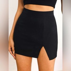 NWT Black Side Slit Mini Skirt